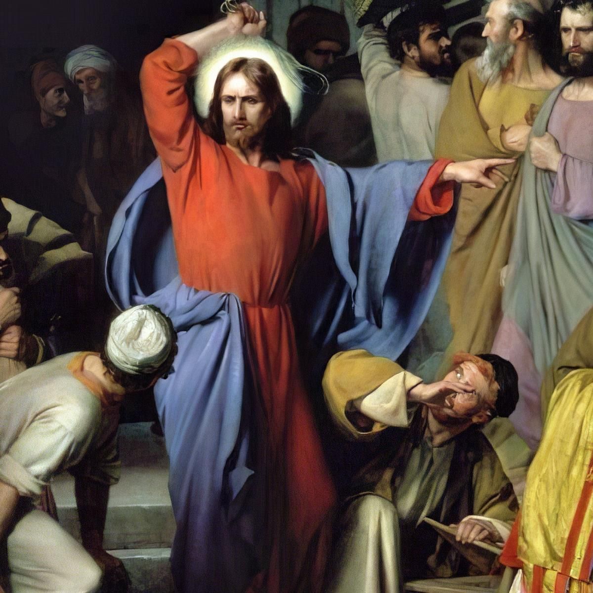 Casting Out The Money Changers Carl Bloch cbl3 canvas print