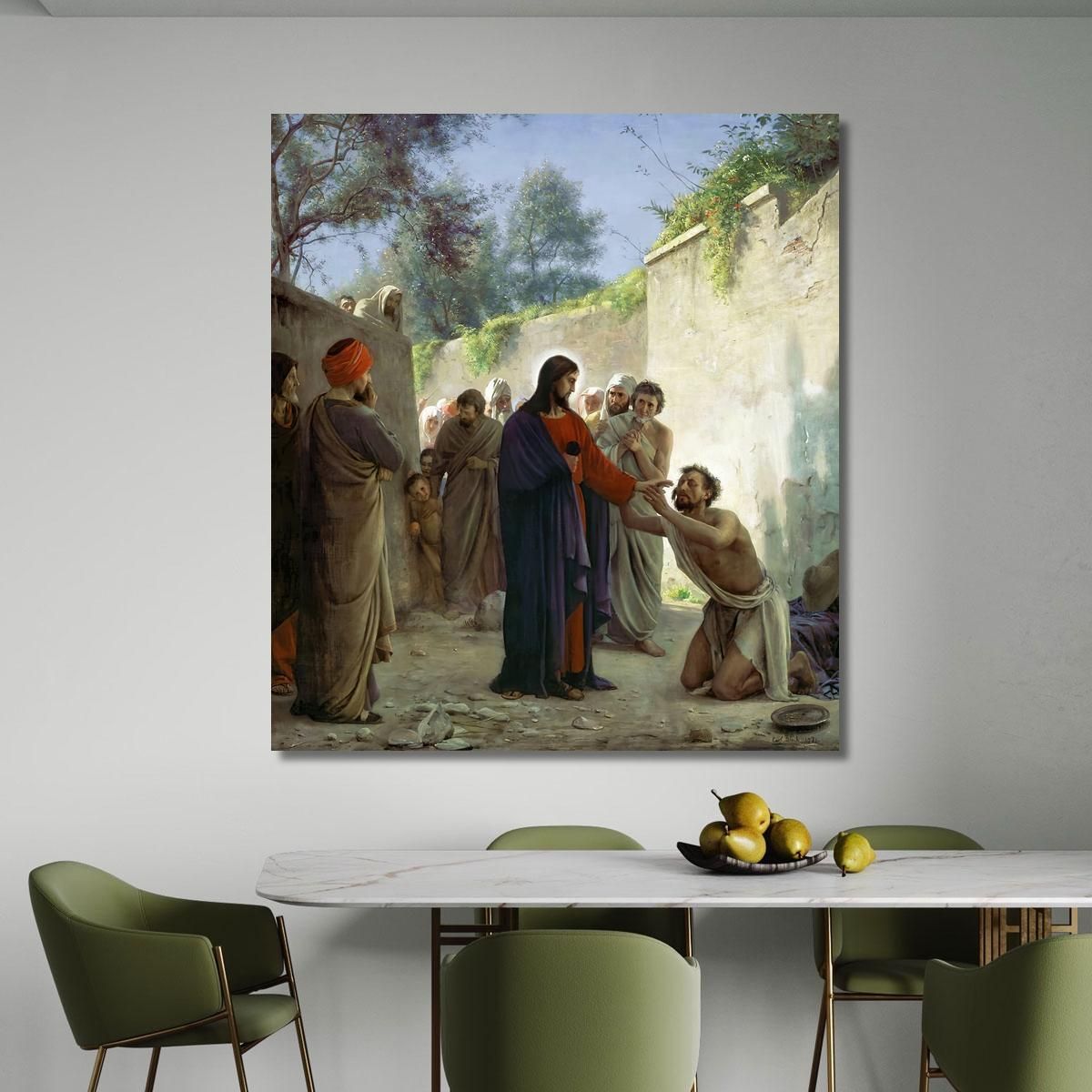 Christ Healing The Blind Man Carl Bloch cbl8 canvas print 