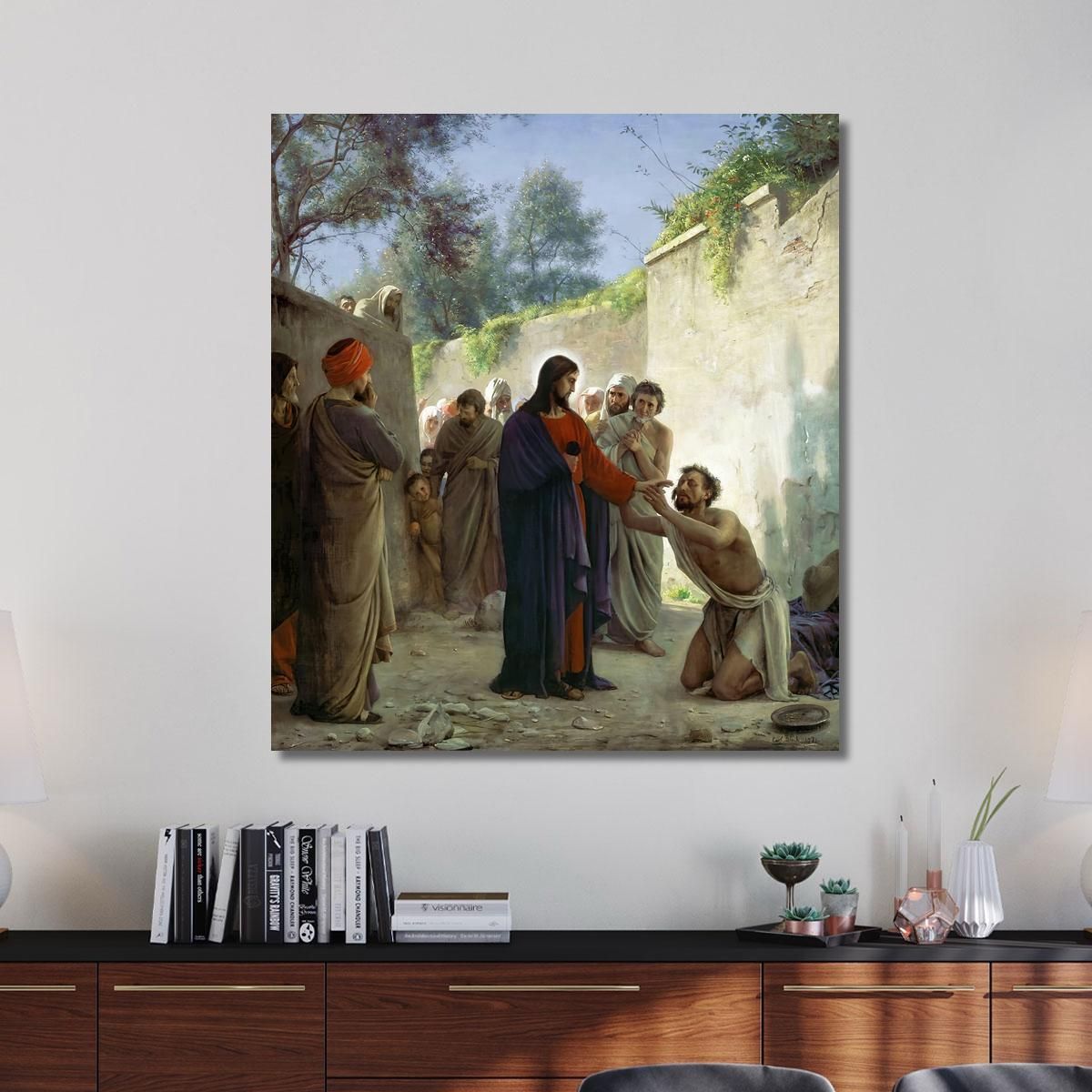 Christ Healing The Blind Man Carl Bloch cbl8 canvas print 