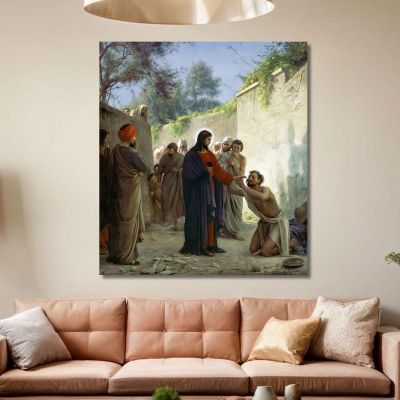 Christ Healing The Blind Man Carl Bloch cbl8 canvas print 