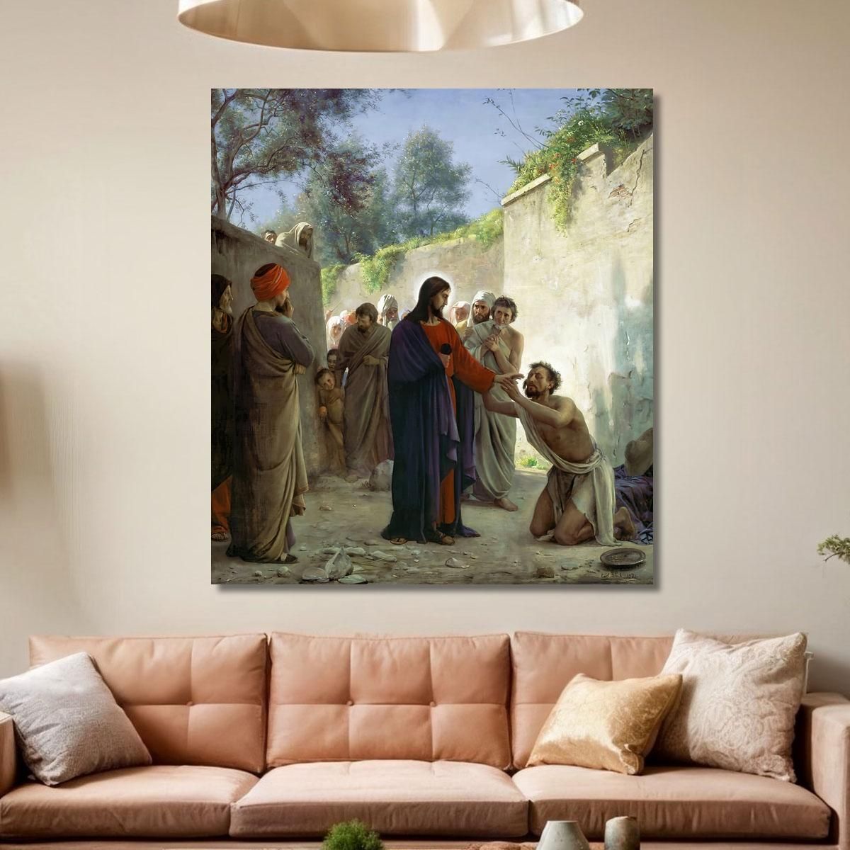 Christ Healing The Blind Man Carl Bloch cbl8 canvas print 