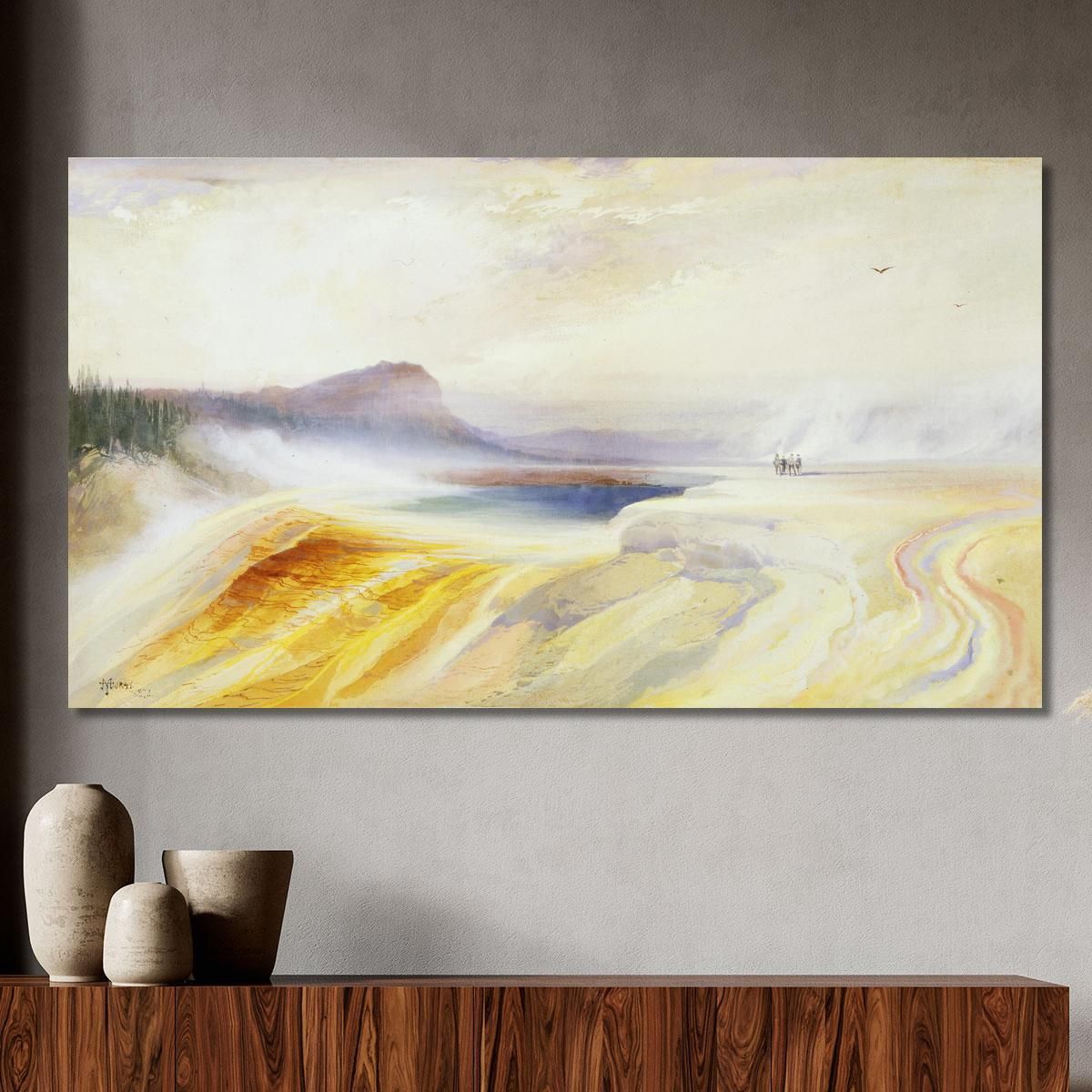Great Blue Spring Of The Lower Geyser Basin Firehole River Yellowstone Thomas Moran tmr26 canvas print 