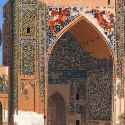 Medrasah Shir-Dhor At Registan Place In Samarkand Vasily Vereshchagin vvr32 canvas print