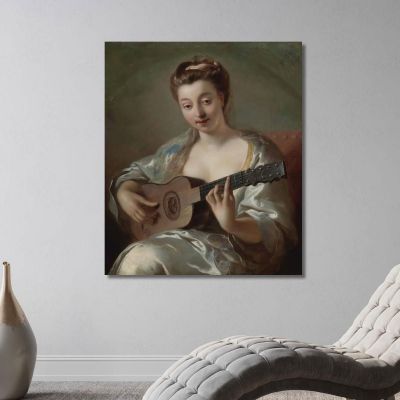 The Guitar Player Jean-François de Troy jft33 canvas print 
