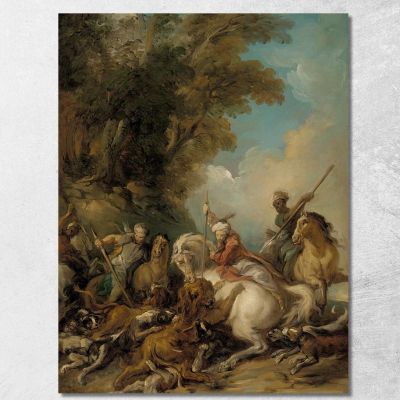 The Lion Hunt Jean-François de Troy jft35 canvas print 