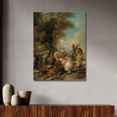 The Lion Hunt Jean-François de Troy jft35 canvas print 