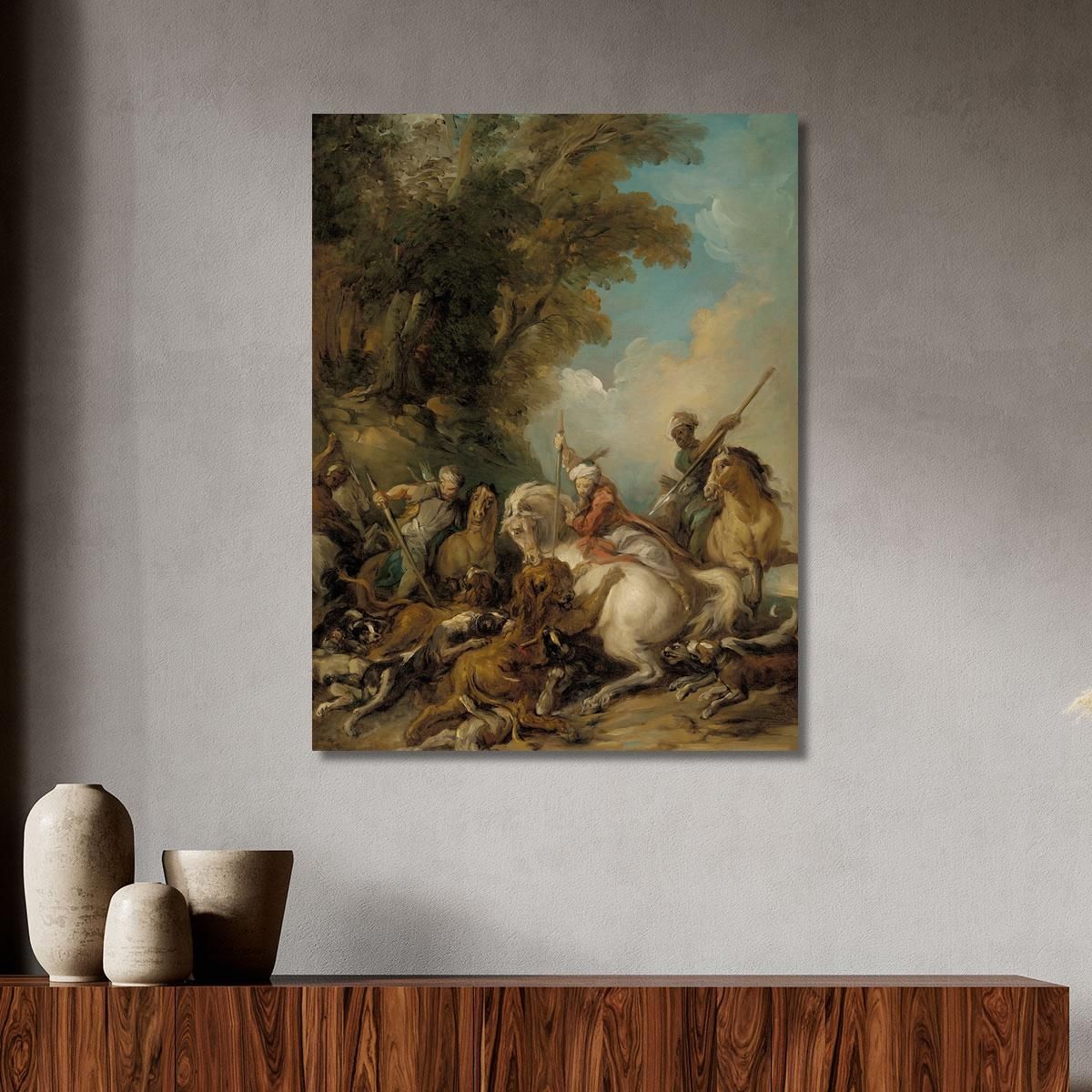 The Lion Hunt Jean-François de Troy jft35 canvas print 