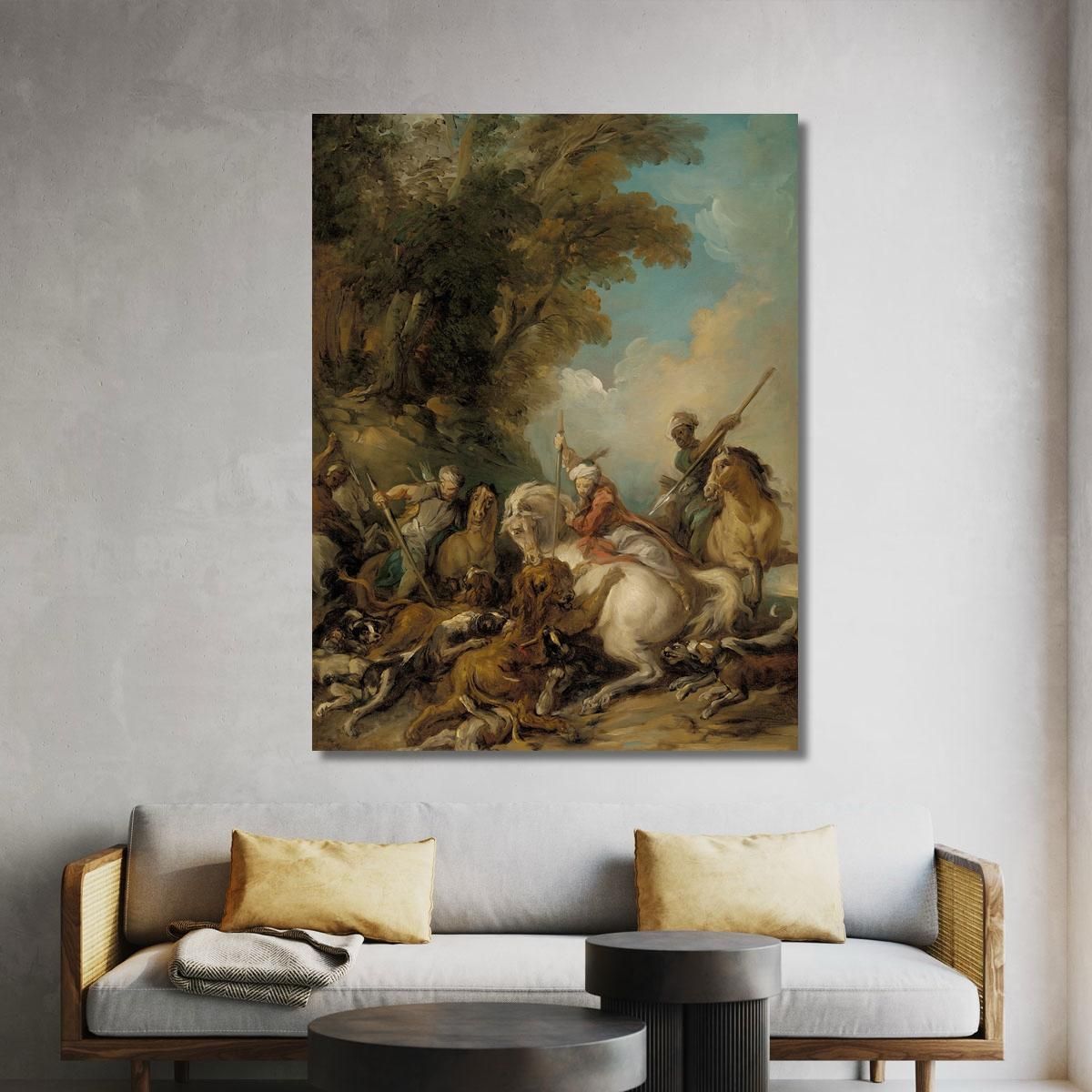 The Lion Hunt Jean-François de Troy jft35 canvas print 