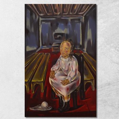 Little Girl Sitting In The Hall With Benches María Blanchard mbl2 canvas print 