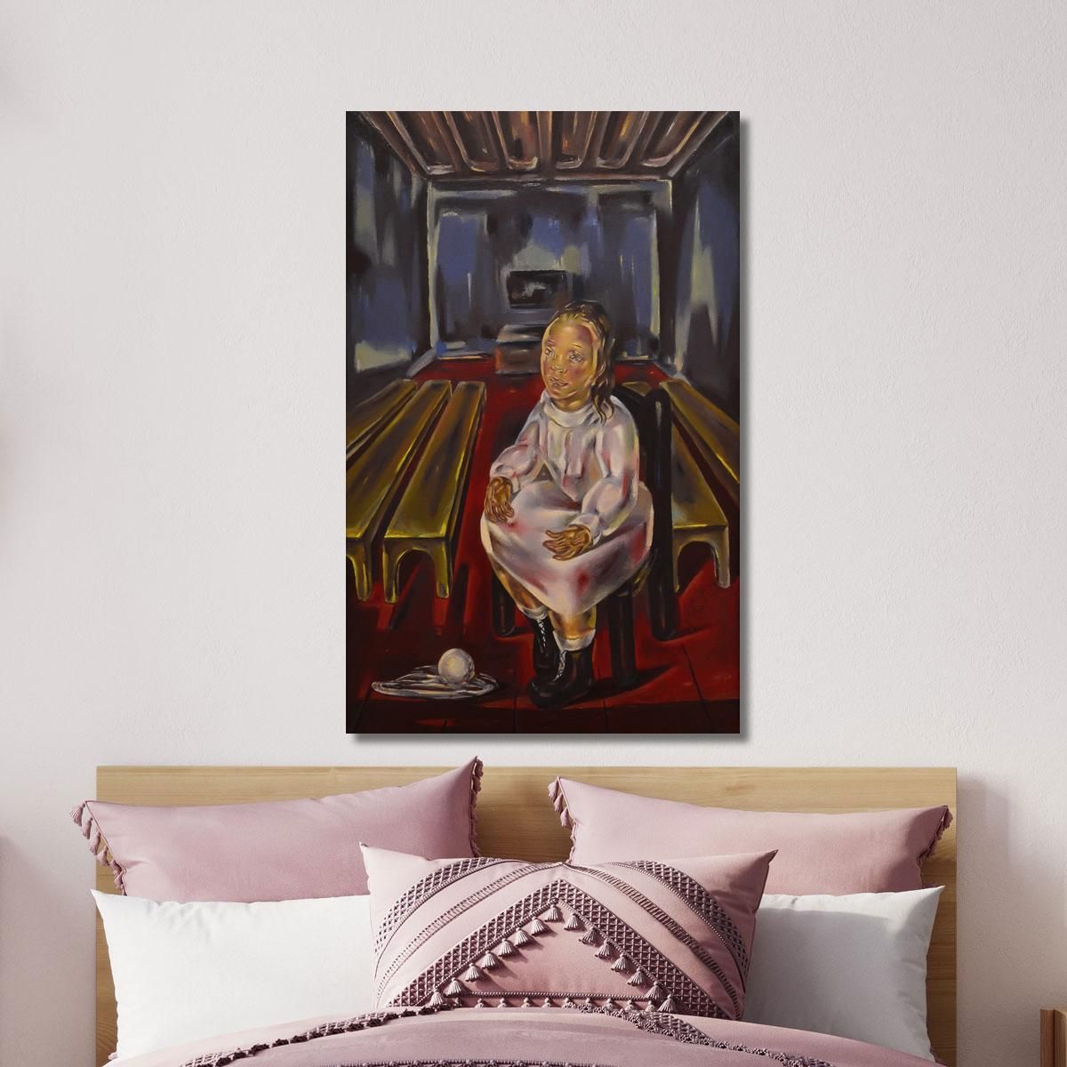 Little Girl Sitting In The Hall With Benches María Blanchard mbl2 canvas print 