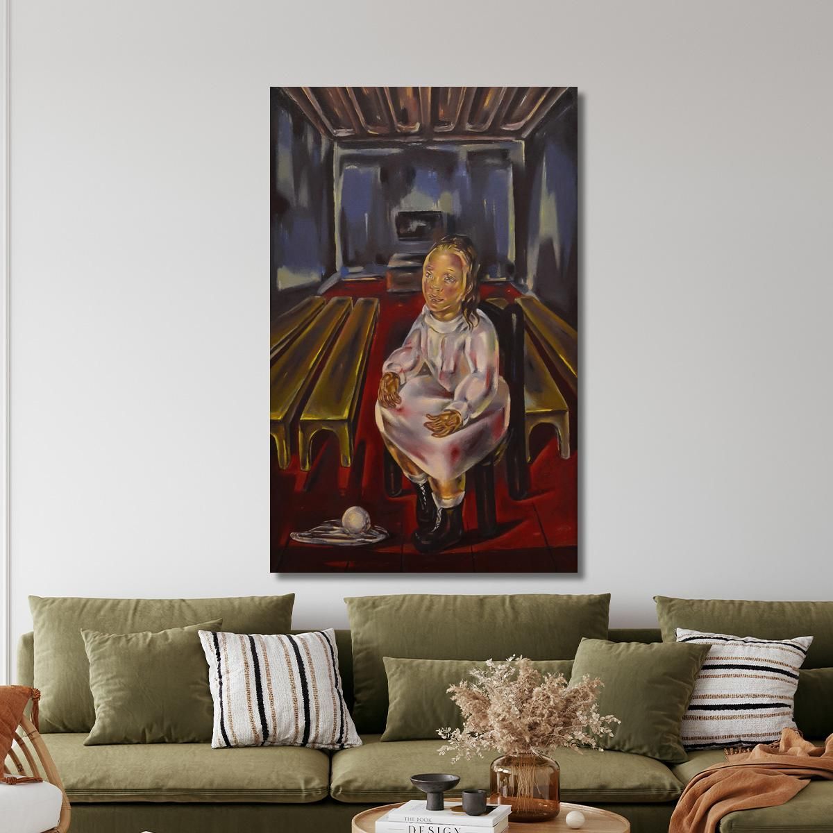 Little Girl Sitting In The Hall With Benches María Blanchard mbl2 canvas print 