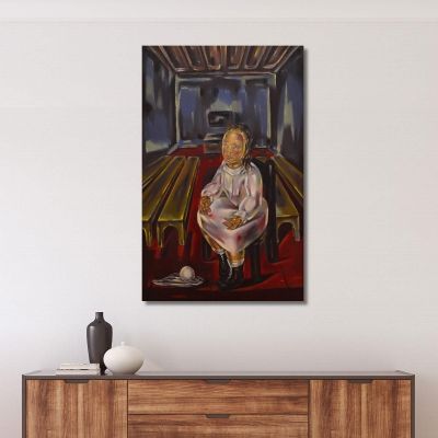 Little Girl Sitting In The Hall With Benches María Blanchard mbl2 canvas print 