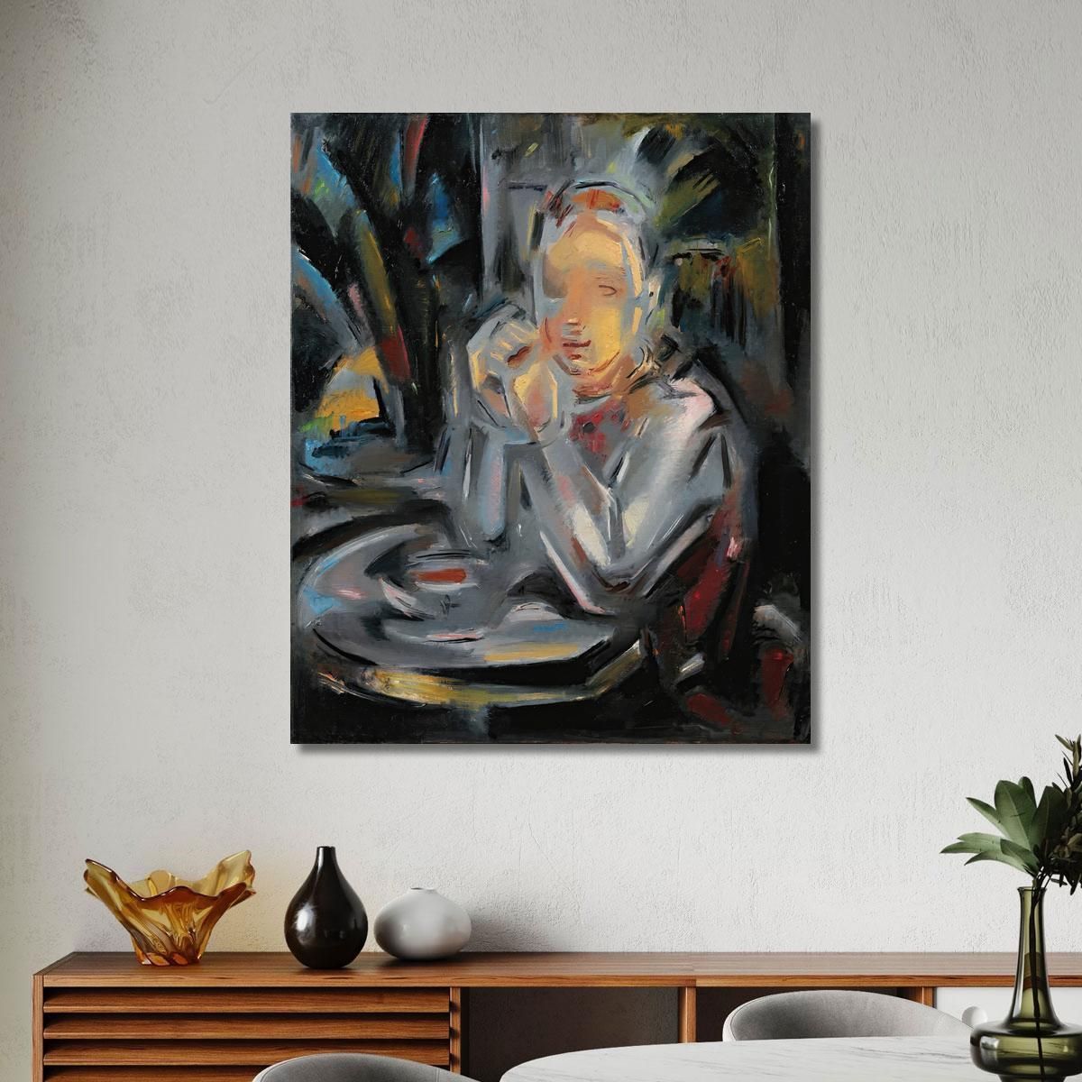 Young Man Sitting At Table Facing A Cup María Blanchard mbl3 canvas print 