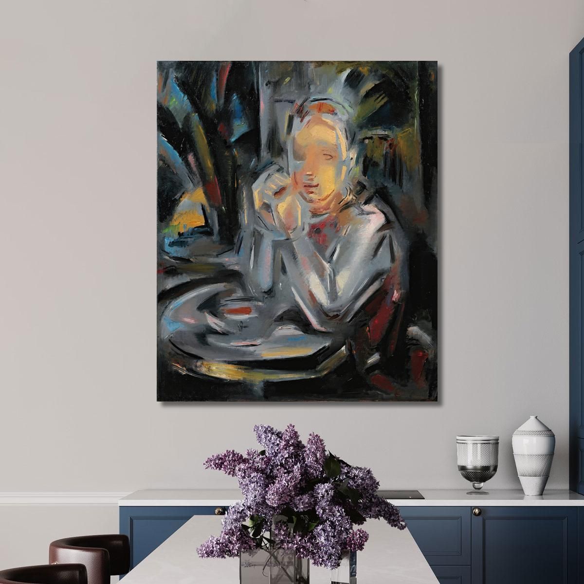 Young Man Sitting At Table Facing A Cup María Blanchard mbl3 canvas print 