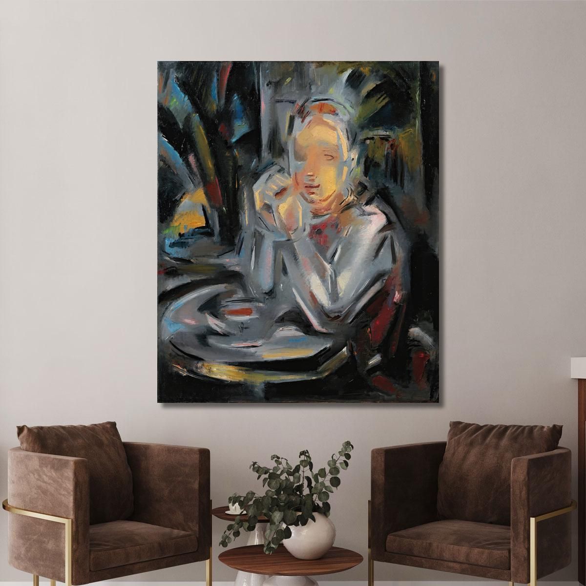 Young Man Sitting At Table Facing A Cup María Blanchard mbl3 canvas print 