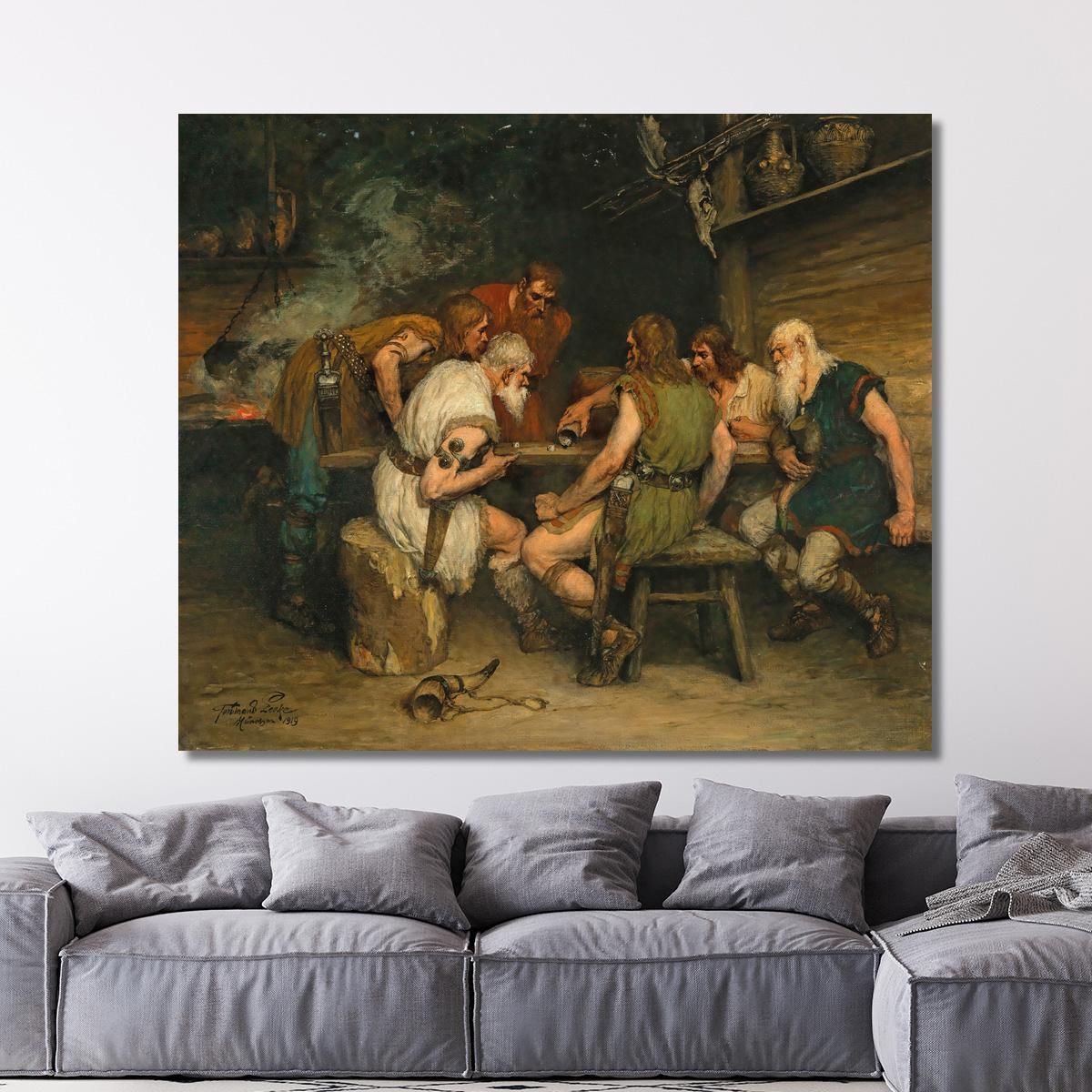 A Game Of Dice Ferdinand Leeke flk1 canvas print 