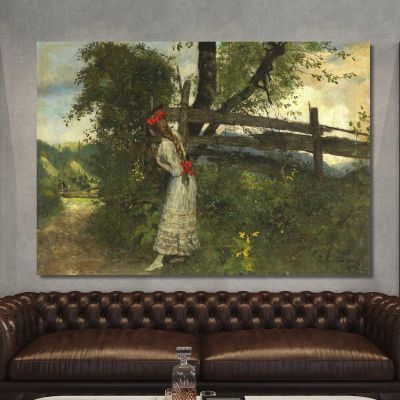 Girl Waiting For Her Lover Ferdinand Leeke flk6 canvas print 