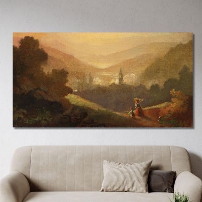 Mountain Landscape With Dairymaid And Child Carl Spitzweg csp5 canvas print 