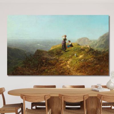 View Into The Valley Two Girls On An Alp Carl Spitzweg csp6 canvas print 