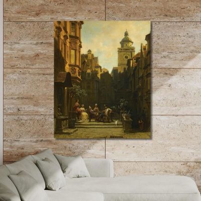 The Chat Hour A Good Gossip Carl Spitzweg csp18 canvas print 