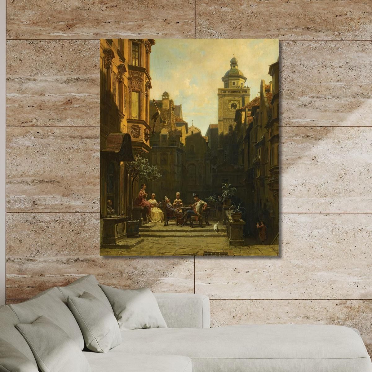 The Chat Hour A Good Gossip Carl Spitzweg csp18 canvas print 