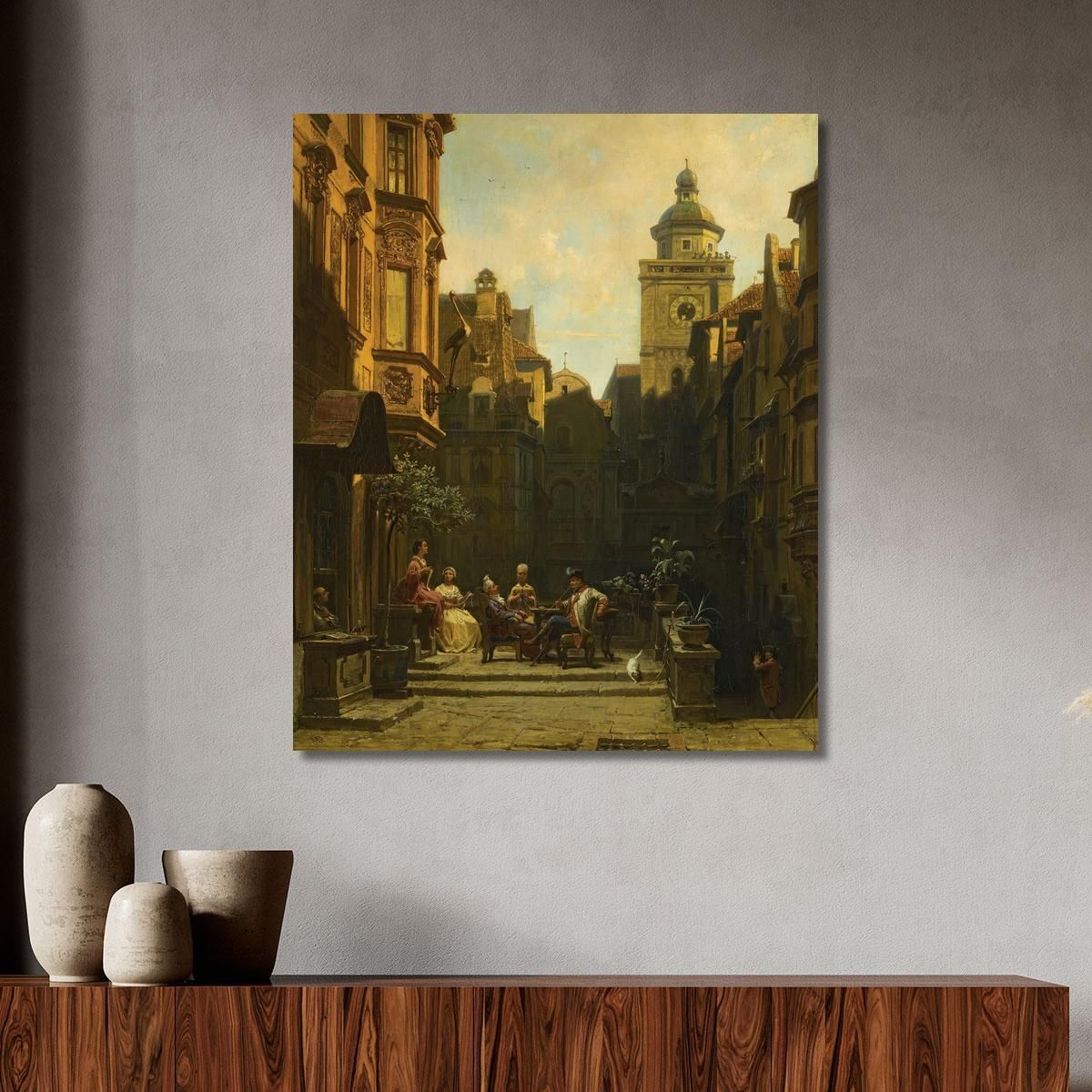 The Chat Hour A Good Gossip Carl Spitzweg csp18 canvas print 