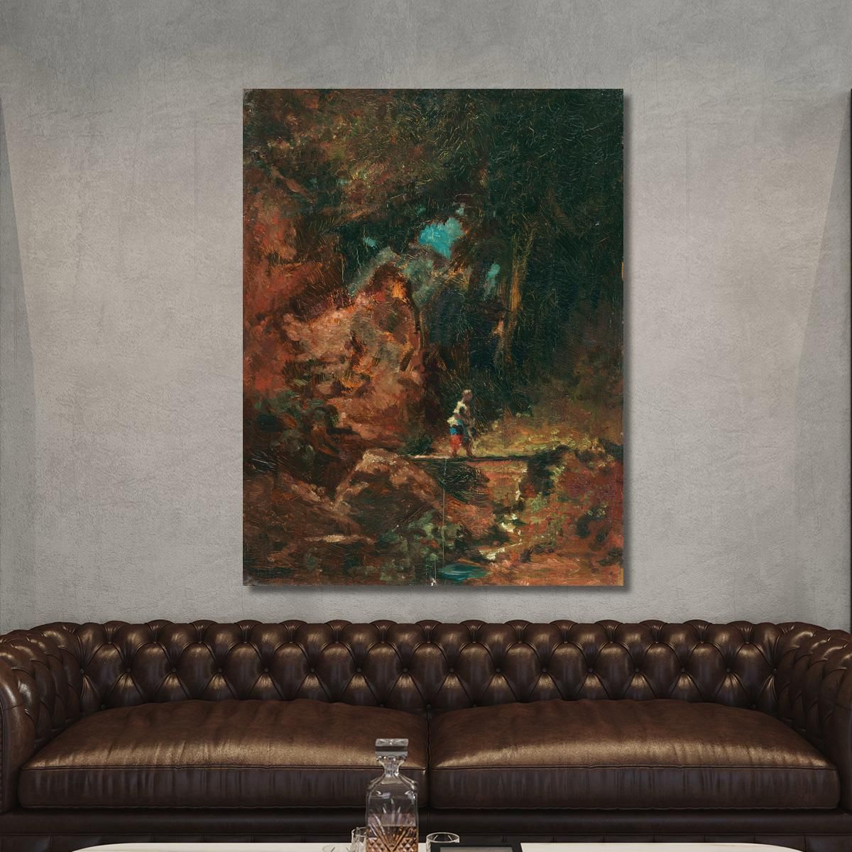 The Dairymaid On The Forest Bridge Carl Spitzweg csp19 canvas print 