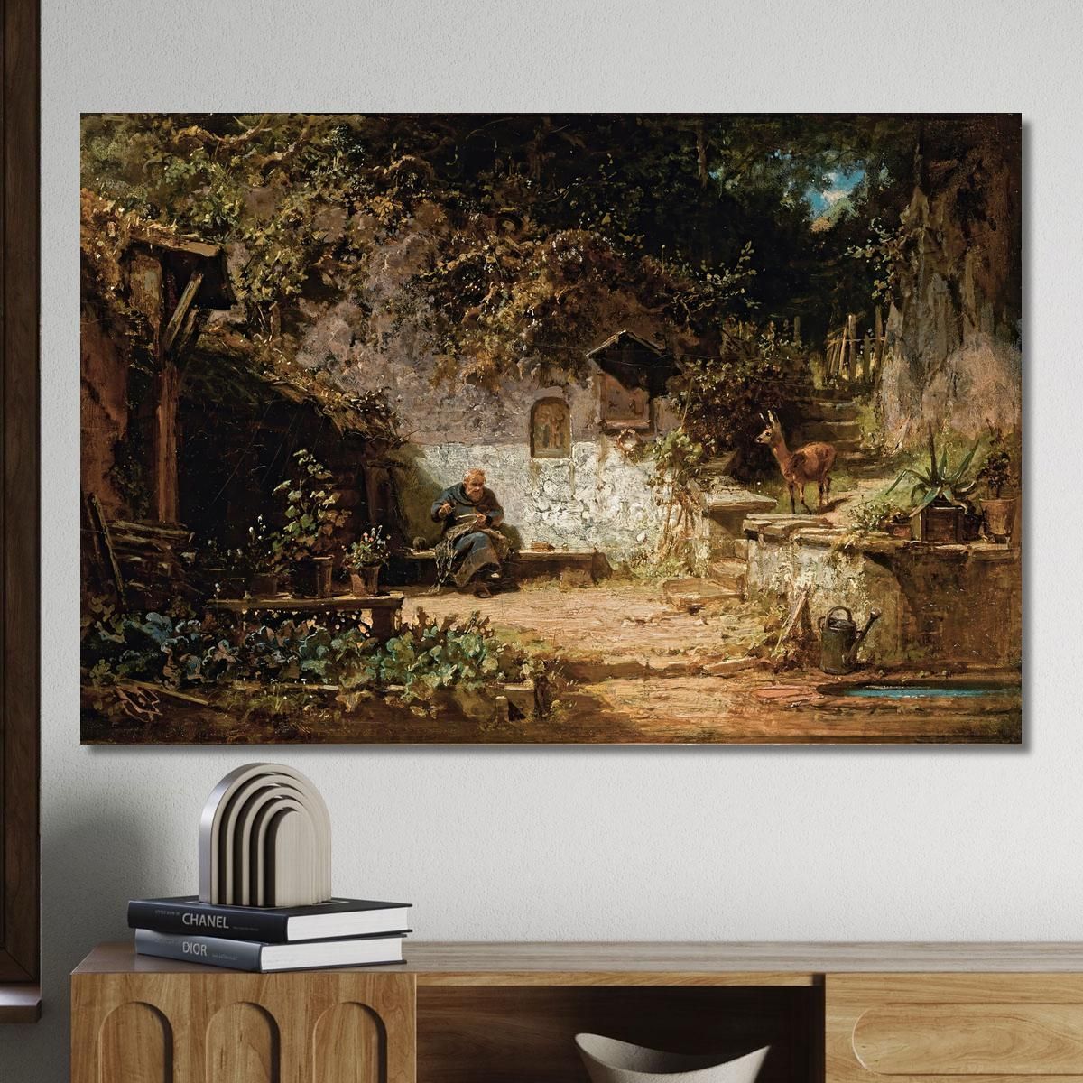 Hermit Mending His Nets Carl Spitzweg csp30 canvas print 