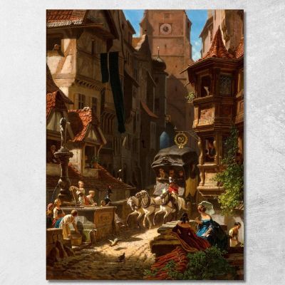 The Arrival Of The Stagecoach Carl Spitzweg csp57 canvas print 