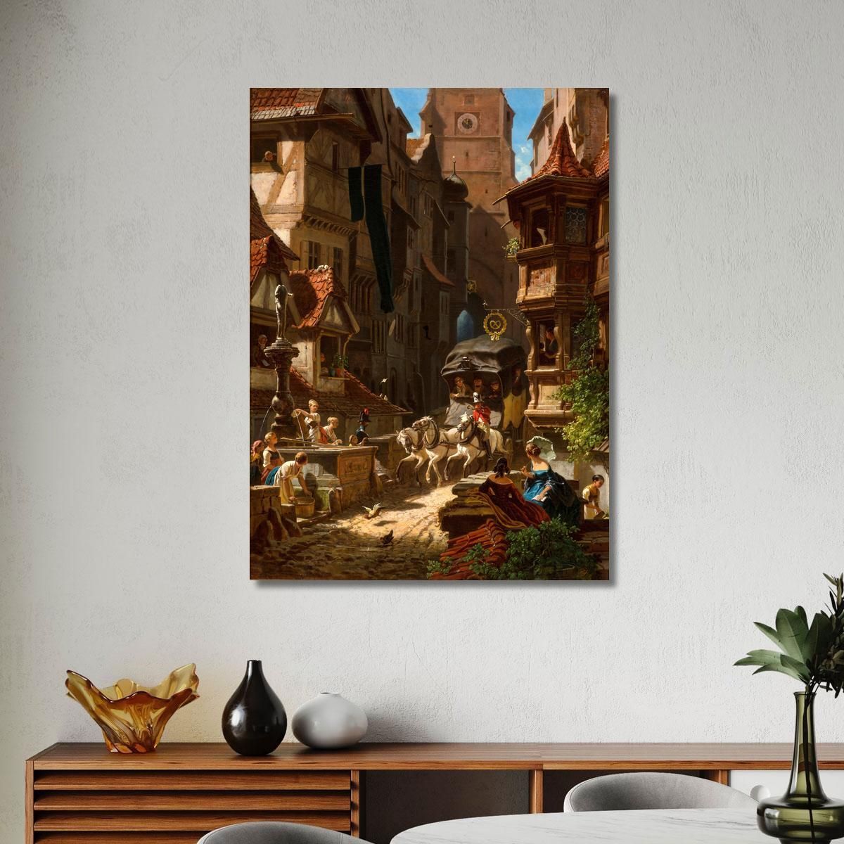 The Arrival Of The Stagecoach Carl Spitzweg csp57 canvas print 