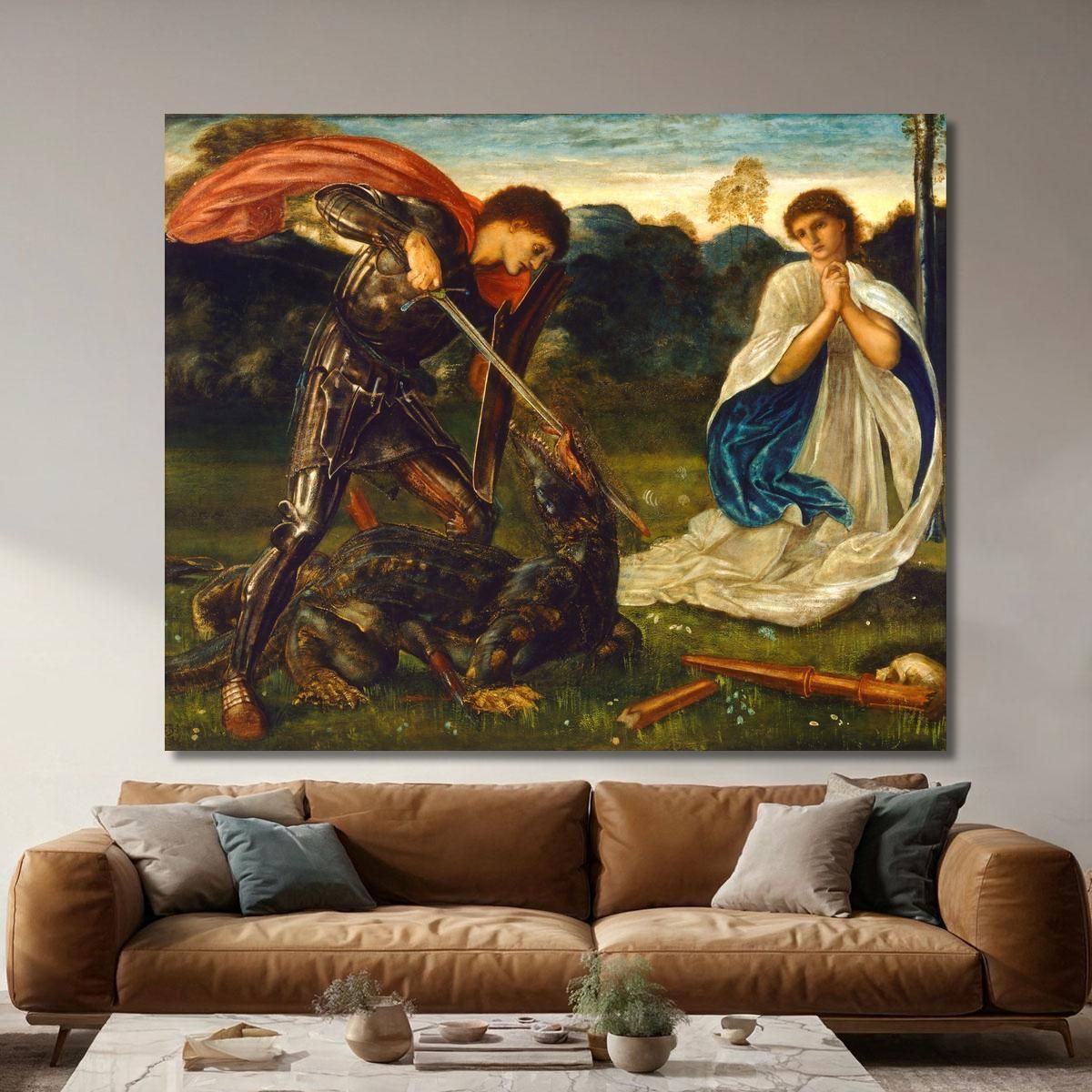 The Fight St George Kills The Dragon Vi Sir Edward Coley Burne-Jones ecb83 canvas print 