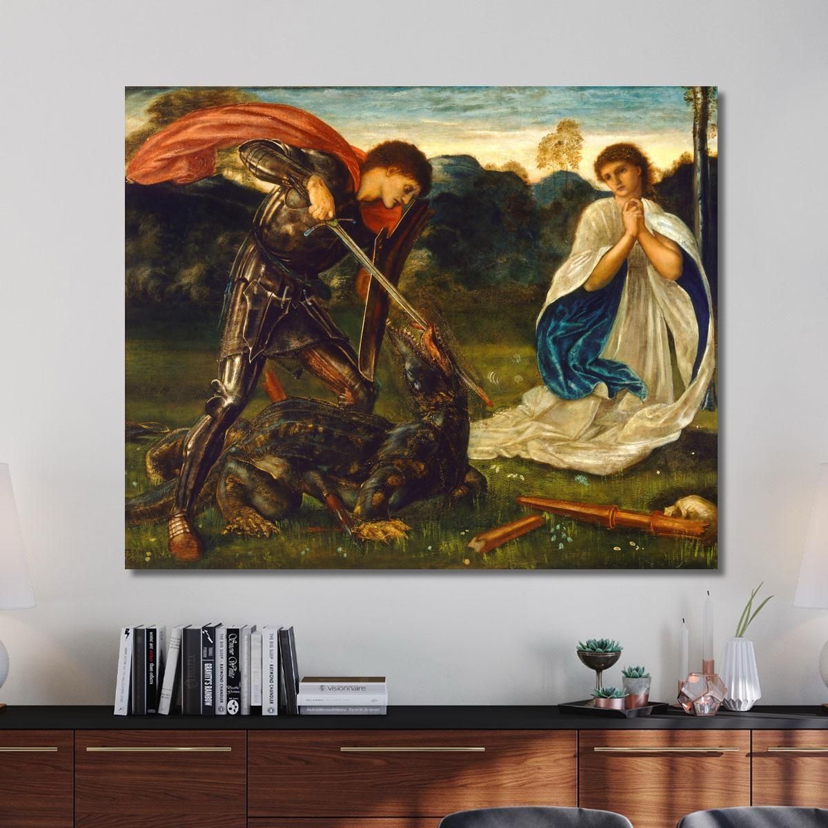 The Fight St George Kills The Dragon Vi Sir Edward Coley Burne-Jones ecb83 canvas print 