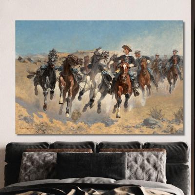 Dismounted The Fourth Troopers Moving The Led Horses Frederic Remington frm13 canvas print 