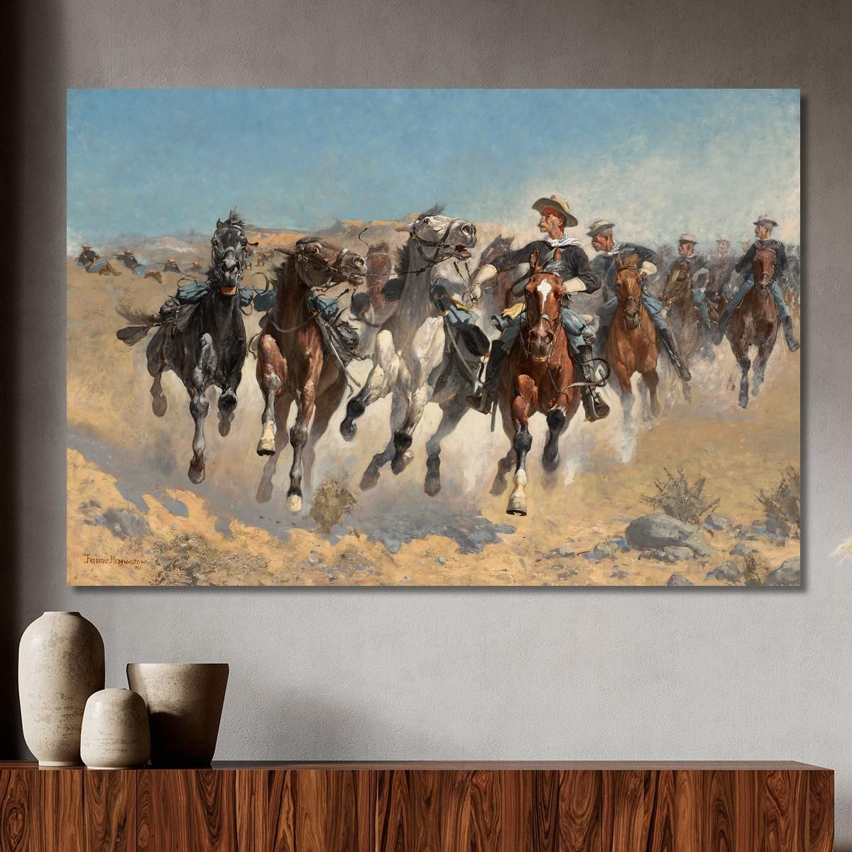 Dismounted The Fourth Troopers Moving The Led Horses Frederic Remington frm13 canvas print 