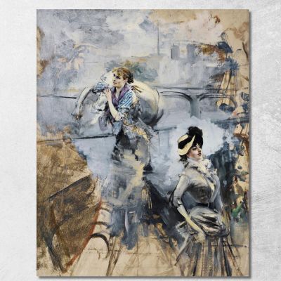 Washerwoman And A Young Brunette By The Seine Paris Giovanni Boldini gbd90 canvas print 