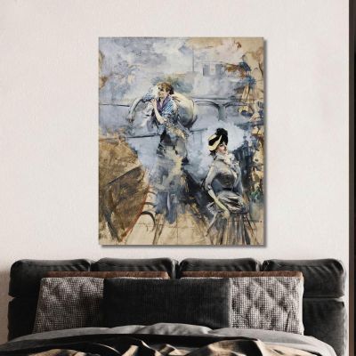 Washerwoman And A Young Brunette By The Seine Paris Giovanni Boldini gbd90 canvas print 