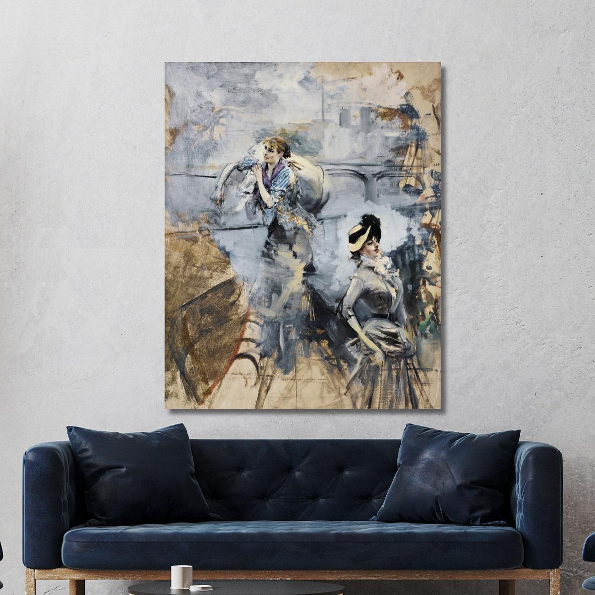 Washerwoman And A Young Brunette By The Seine Paris Giovanni Boldini gbd90 canvas print 