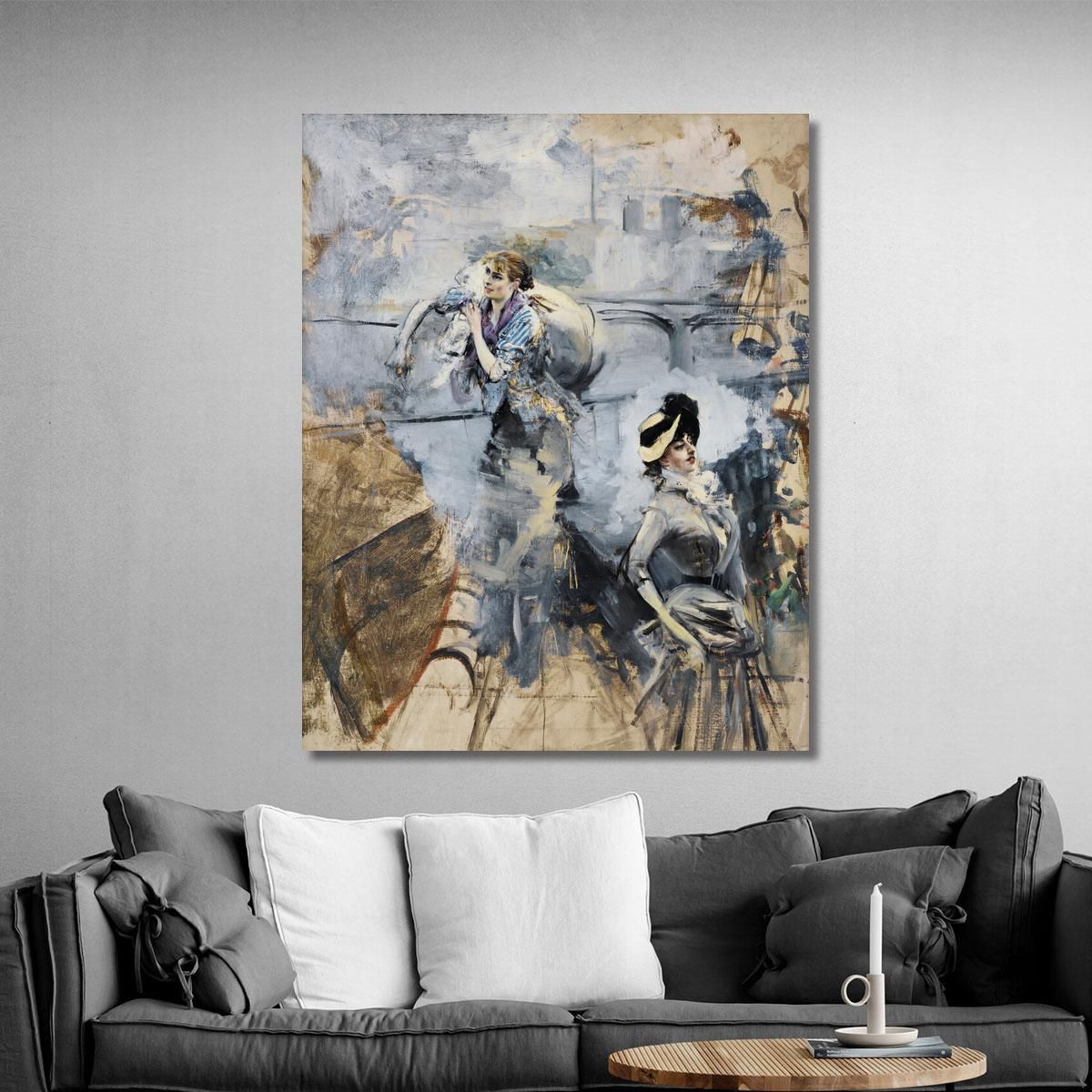 Washerwoman And A Young Brunette By The Seine Paris Giovanni Boldini gbd90 canvas print 