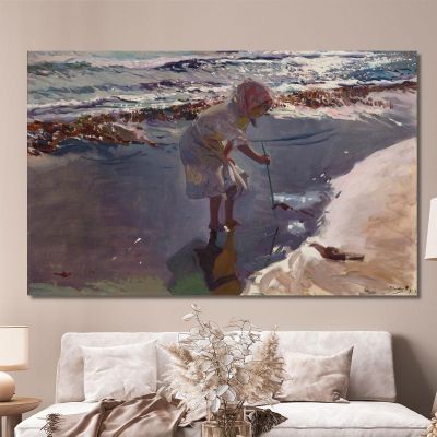 Looking For Seafood In Valencia Beach Joaquín Sorolla jsr12 canvas print 