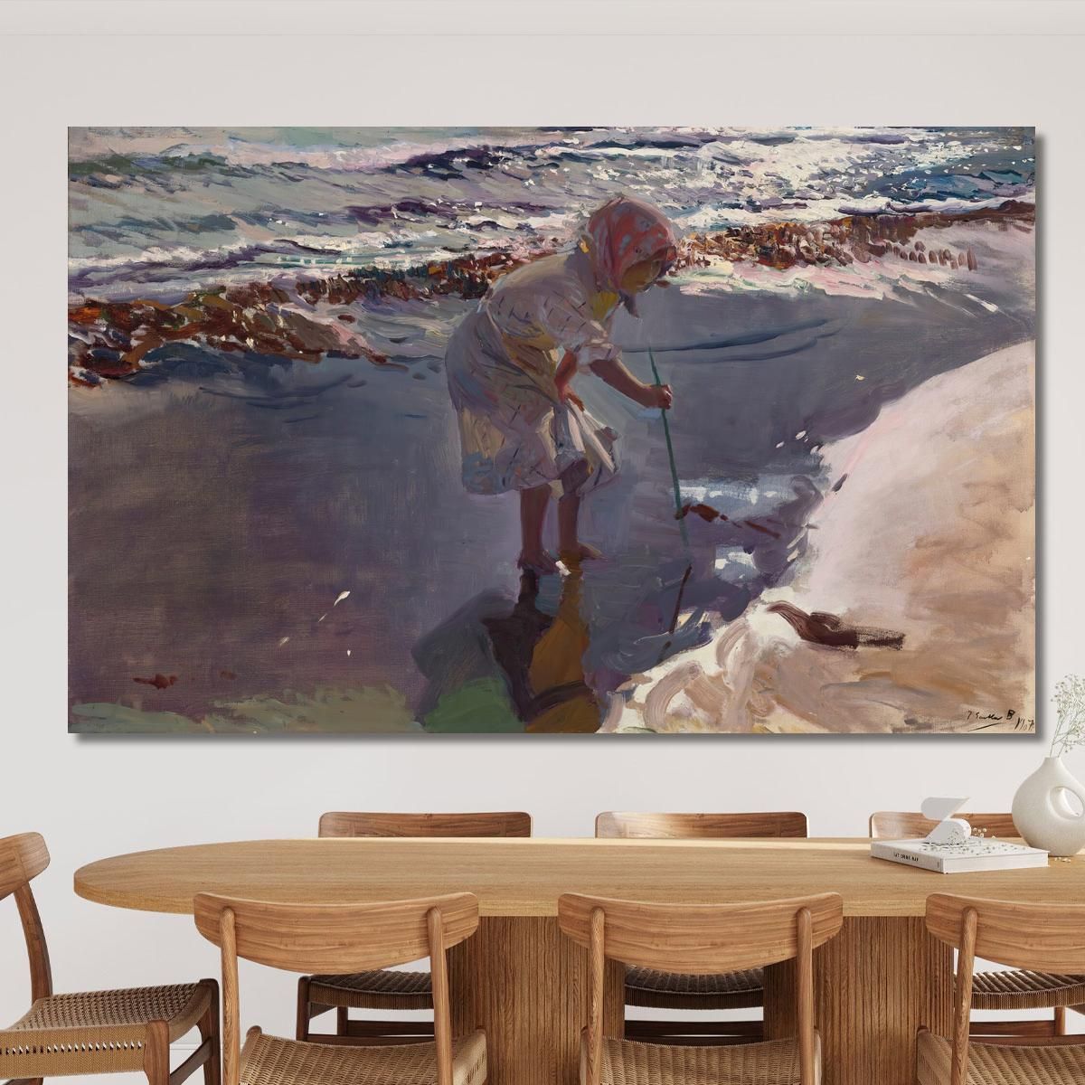 Looking For Seafood In Valencia Beach Joaquín Sorolla jsr12 canvas print 