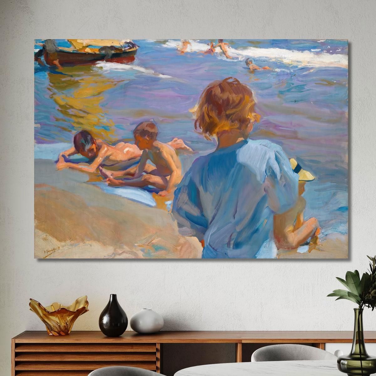 Children On The Beach Valencia Joaquín Sorolla jsr19 canvas print 