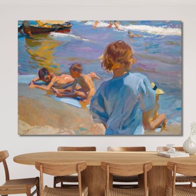 Children On The Beach Valencia Joaquín Sorolla jsr19 canvas print 