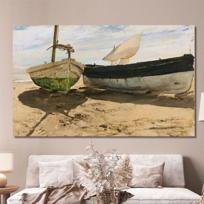 Fishing Boats On The Beach Valencia Joaquín Sorolla jsr41 canvas print 