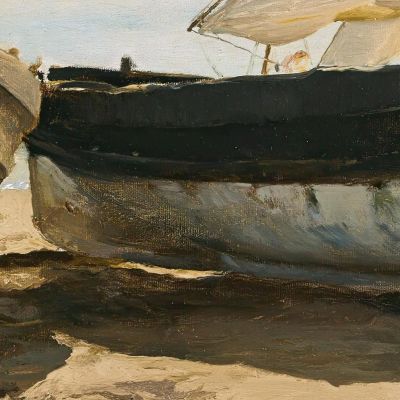 Fishing Boats On The Beach Valencia Joaquín Sorolla jsr41 canvas print