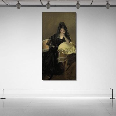 Portrait Of Lady Of Urcola Wearing A Black Mantilla Joaquín Sorolla jsr86 canvas print 