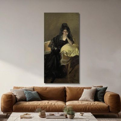 Portrait Of Lady Of Urcola Wearing A Black Mantilla Joaquín Sorolla jsr86 canvas print 