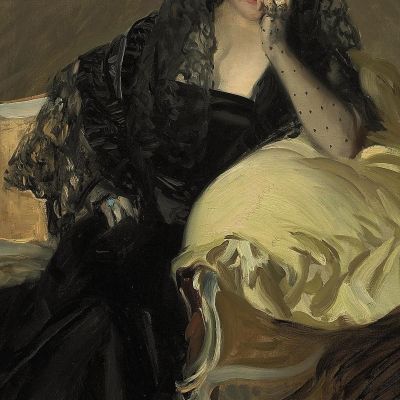 Portrait Of Lady Of Urcola Wearing A Black Mantilla Joaquín Sorolla jsr86 canvas print