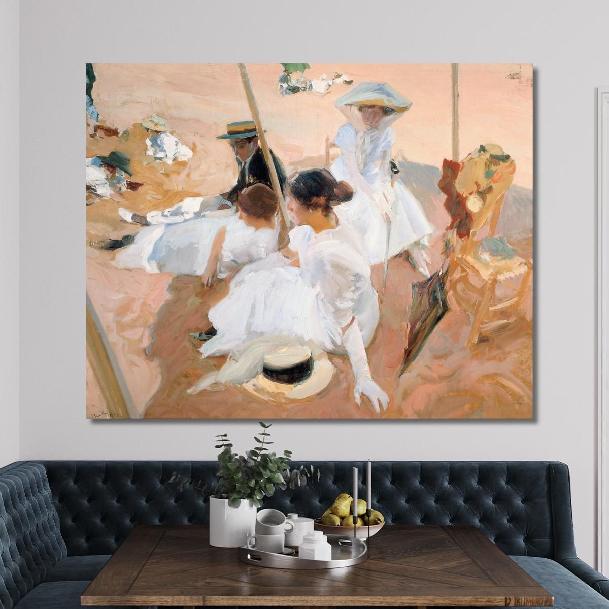 Under The Awning On The Beach At Zarauz Joaquín Sorolla jsr116 canvas print 