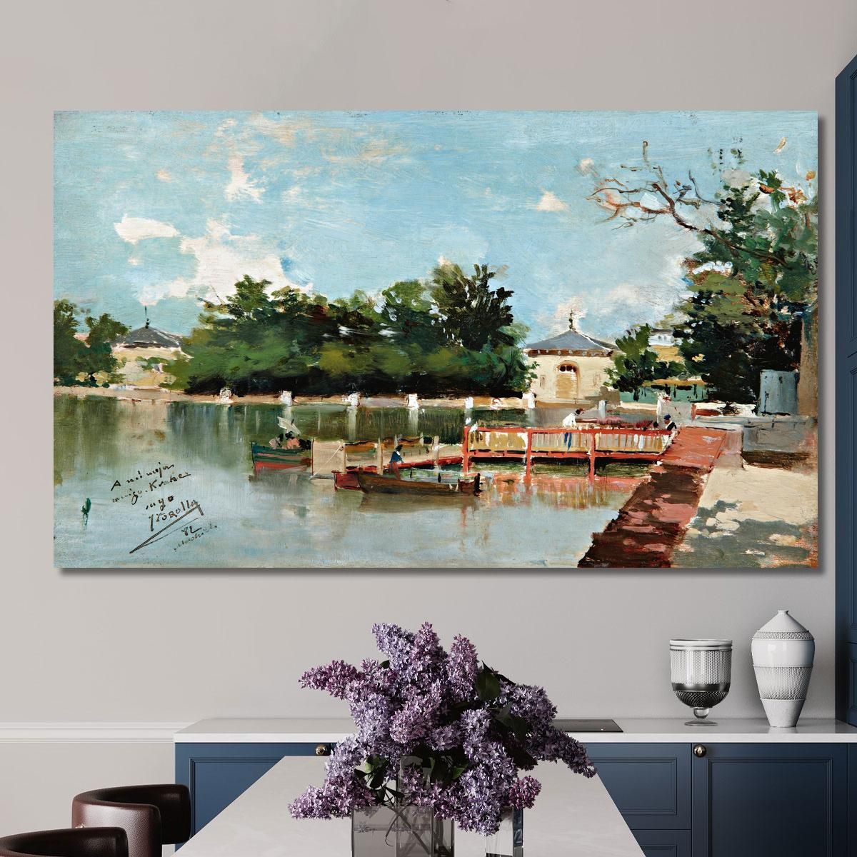 View Of The Jetty In The Retiro Gardens Madrid Joaquín Sorolla jsr119 canvas print 