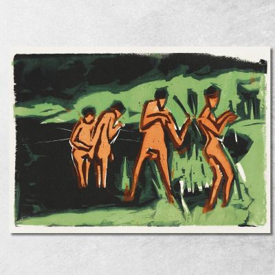 Bathers Throwing Reeds 1909 Ernst Ludwig Kirchner elk6 canvas print 